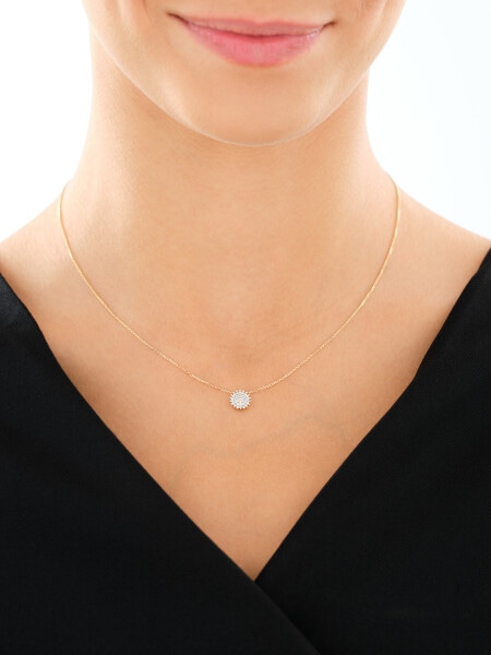 14 K Rhodium-Plated Yellow Gold Necklace with Diamonds - 0,13 ct - fineness 14 K