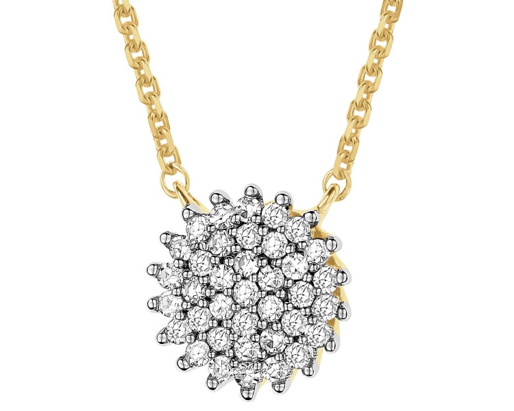 Naszyjnik z żółtego złota z diamentami - 0,10 ct - próba 585
