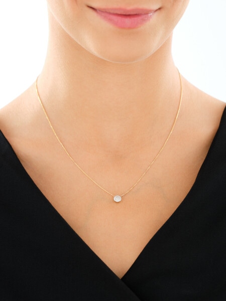14 K Rhodium-Plated Yellow Gold Necklace with Diamonds - 0,10 ct - fineness 14 K