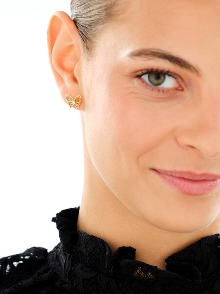 Gold-Plated Silver Earrings with Cubic Zirconia