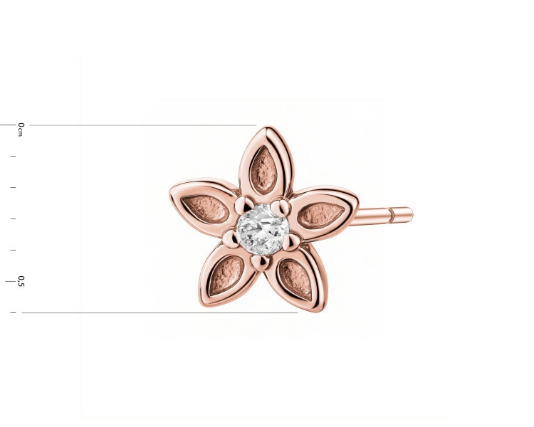 Gold Plated Siilver/Rose-Coloured Earring with Cubic Zirconia