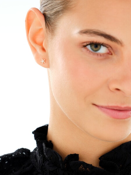Gold Plated Siilver/Rose-Coloured Earring with Cubic Zirconia
