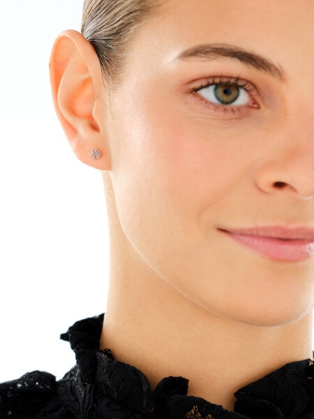 Gold Plated Siilver/Rose-Coloured Earring with Cubic Zirconia