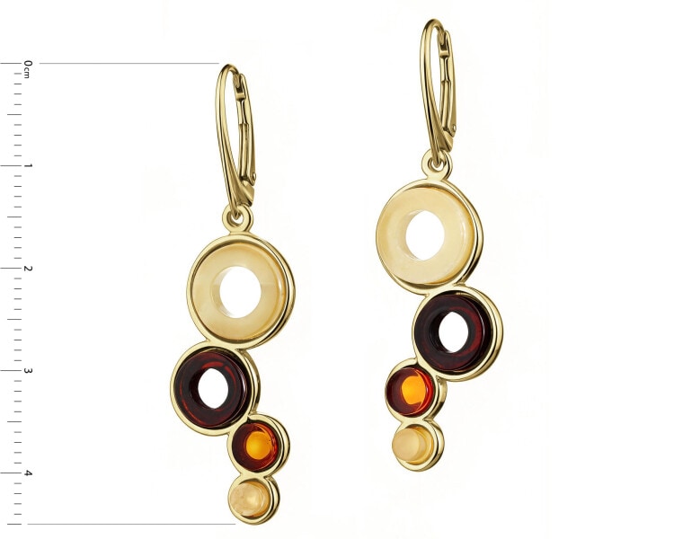 Gold-Plated Silver Dangling Earring with Amber