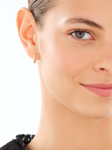 Gold-Plated Silver Hoop Earring with Cubic Zirconia
