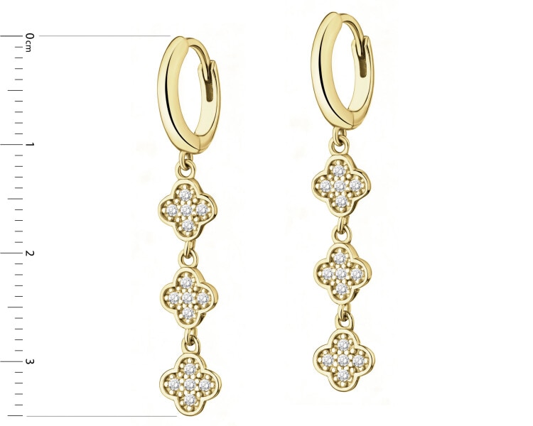 Gold-Plated Silver Dangling Earring with Cubic Zirconia