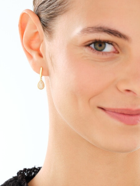 Gold-Plated Silver Dangling Earring with Cubic Zirconia