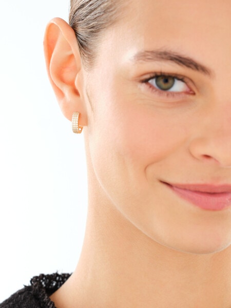 Gold-Plated Silver Hoop Earring with Cubic Zirconia