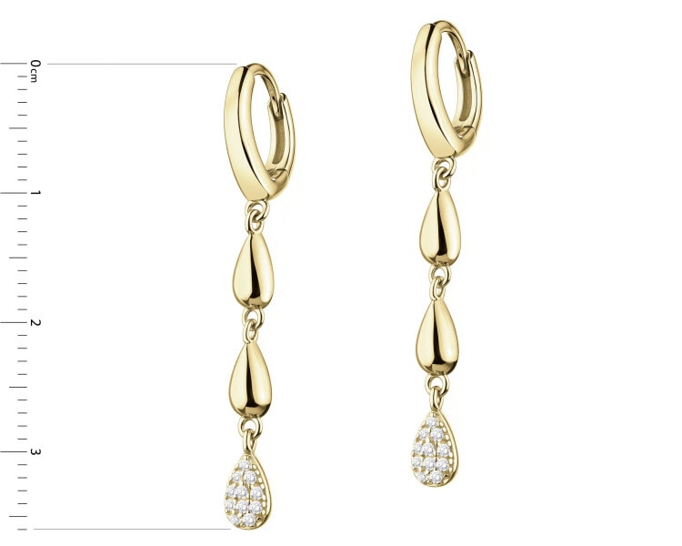 Gold-Plated Silver Dangling Earring with Cubic Zirconia