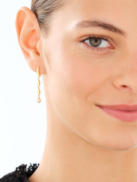 Gold-Plated Silver Dangling Earring with Cubic Zirconia