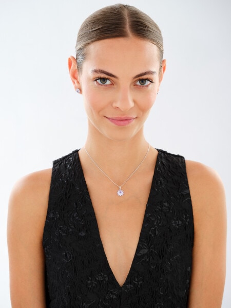 Rhodium Plated Silver Set with Cubic Zirconia