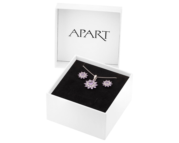 Rhodium Plated Silver Set with Cubic Zirconia