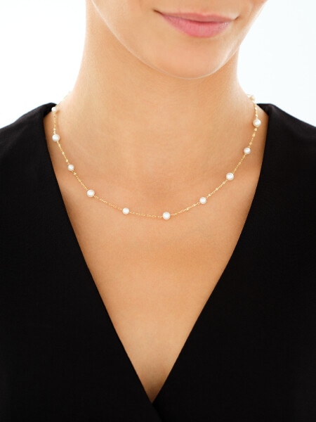 9 K Rhodium-Plated Yellow Gold Necklace  - fineness 9 K