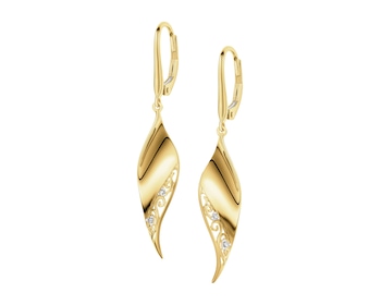 Kolczyki z żółtego złota z diamentami - 0,02 ct - próba 585
