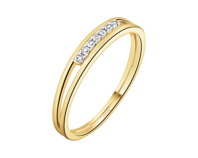 Pierścionek z żółtego złota z diamentami - 0,05 ct - próba 375