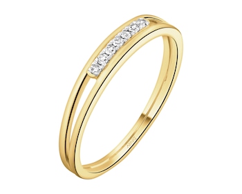 Pierścionek z żółtego złota z diamentami - 0,05 ct - próba 375