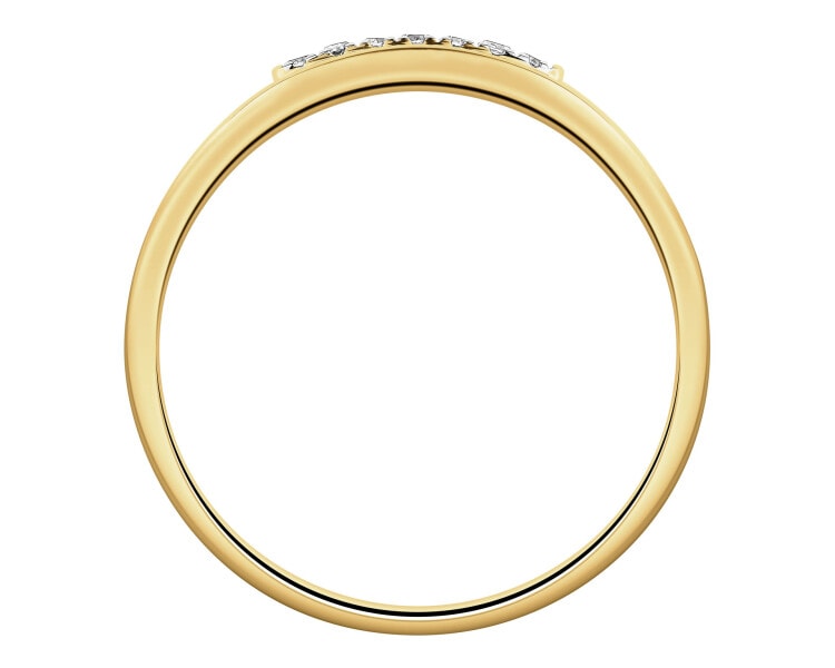 9 K Rhodium-Plated Yellow Gold Ring with Diamonds - 0,05 ct - fineness 9 K