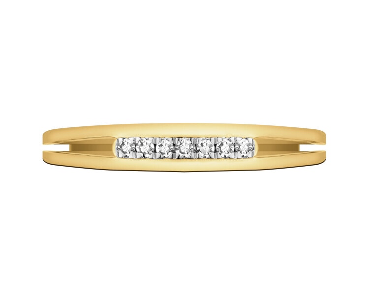 9 K Rhodium-Plated Yellow Gold Ring with Diamonds - 0,05 ct - fineness 9 K