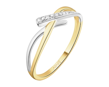 Pierścionek z żółtego złota z diamentami - 0,02 ct - próba 375