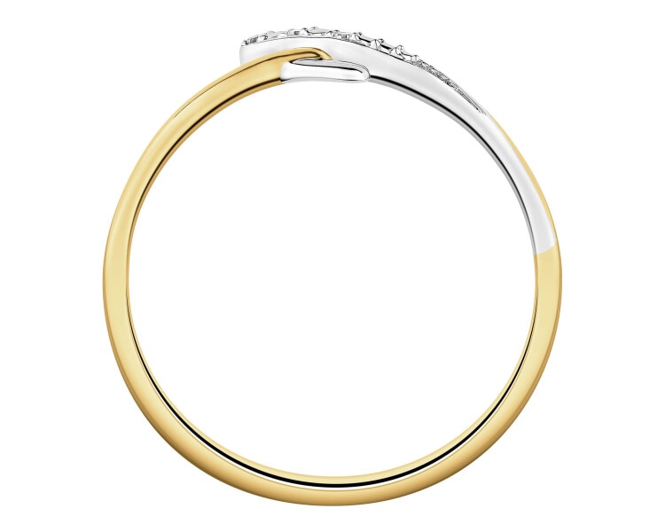 9 K Rhodium-Plated Yellow Gold Ring with Diamonds - 0,02 ct - fineness 9 K