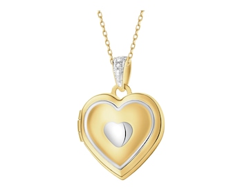 Zawieszka z żółtego złota z diamentem - puzderko - serce - 0,005 ct - próba 375
