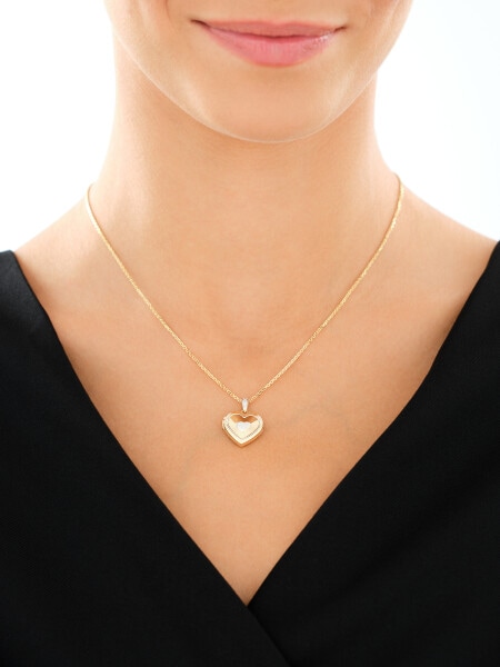 9 K Rhodium-Plated Yellow Gold Locket with Diamond - 0,005 ct - fineness 9 K