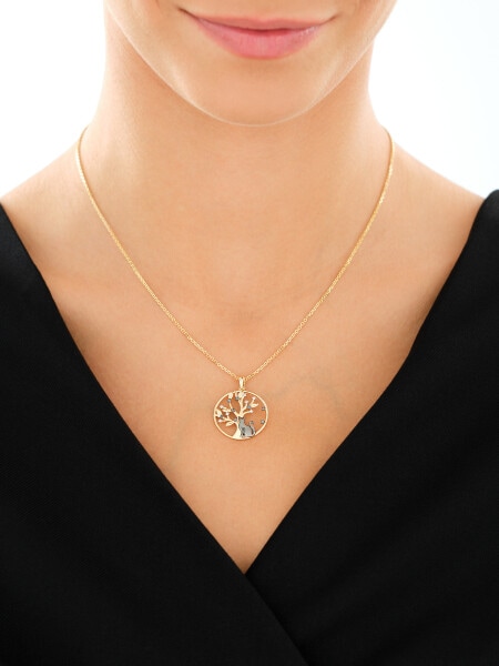 9 K Rhodium-Plated Yellow Gold Pendant  - fineness 9 K