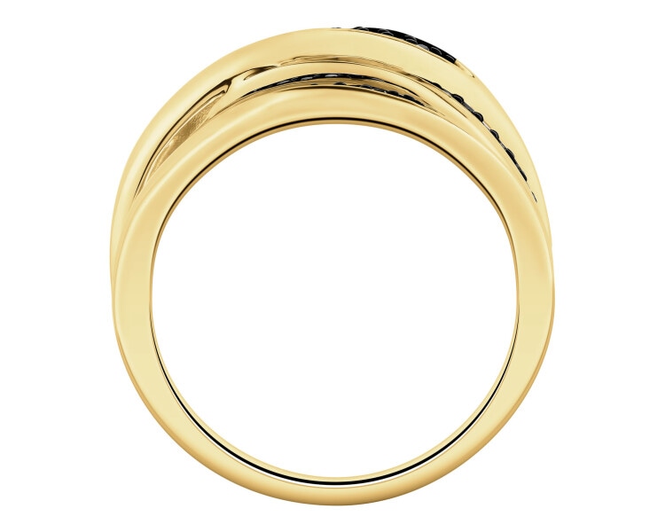 585 Yellow Gold Ruthenium-Plated Ring  - 0,15 ct - fineness 585