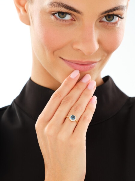14 K Rhodium-Plated Yellow Gold Ring  - fineness 14 K