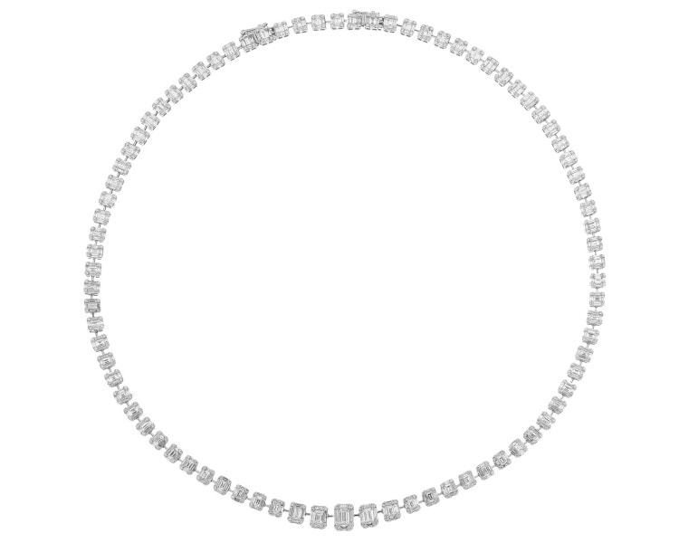 Naszyjnik z białego złota z diamentami - 46 cm - 10,88 ct - próba 750