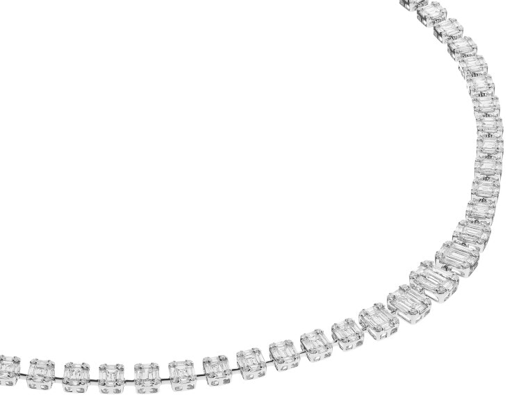 Naszyjnik z białego złota z diamentami - 46 cm - 10,88 ct - próba 750