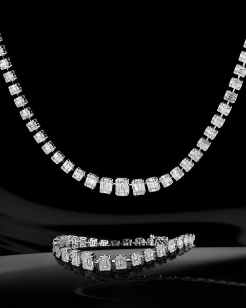 18 K Rhodium-Plated White Gold Collar Necklace  - 10,88 ct - fineness 18 K