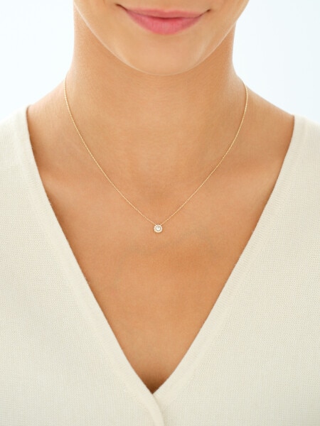 14 K Yellow Gold Necklace with Cubic Zirconia