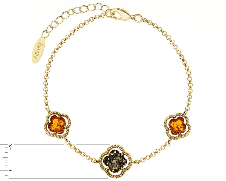 Gold-Plated Silver Bracelet with Amber