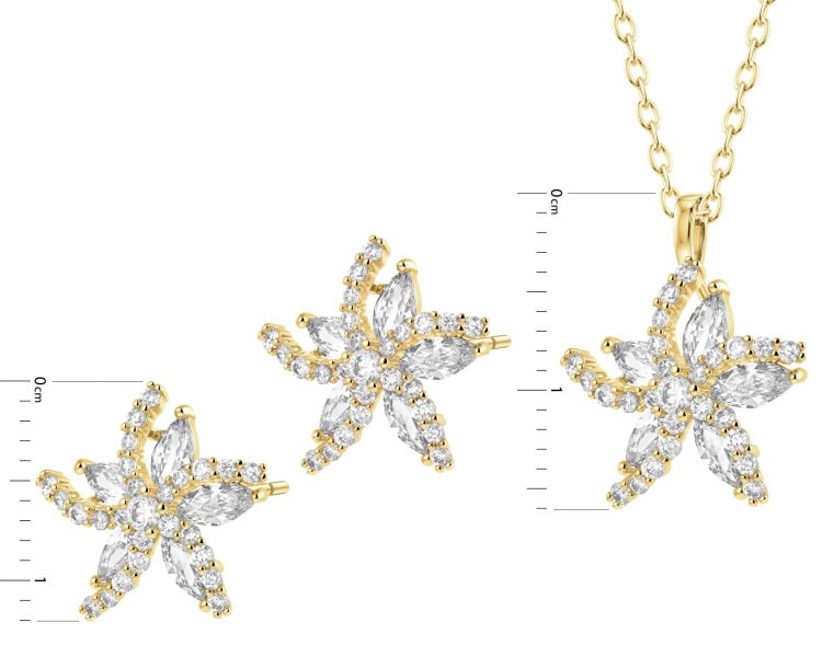 Gold-Plated Brass Set with Cubic Zirconia
