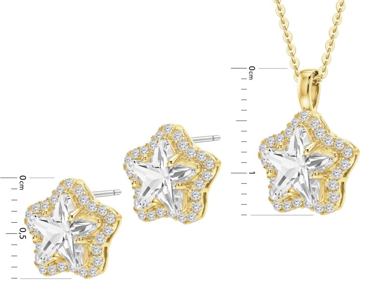 Gold-Plated Brass Set with Cubic Zirconia