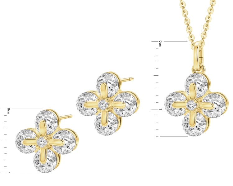 Gold-Plated Brass Set with Cubic Zirconia