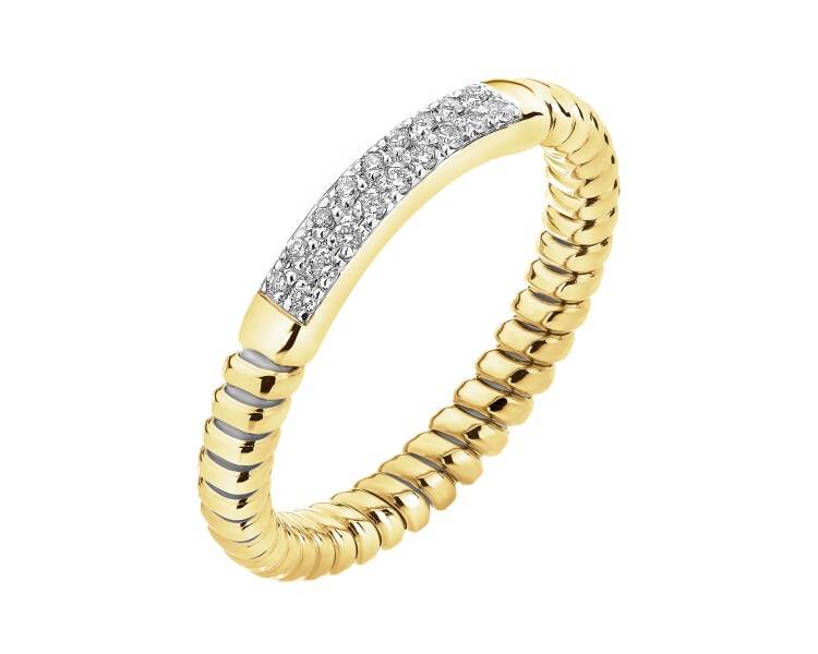 Pierścionek z żółtego złota z brylantami - 0,09 ct - próba 750
