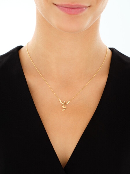 9 K Rhodium-Plated Yellow Gold Necklace with Diamond - 0,003 ct - fineness 9 K