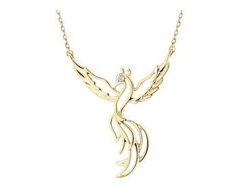 Zlatý náhrdelník s diamanty - fénix - 0,003 ct - ryzost 585