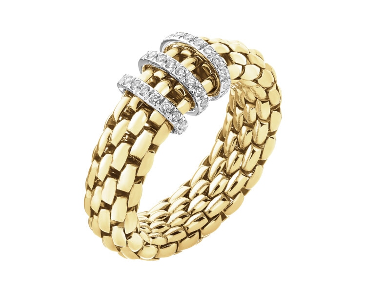 Prsten FOPE FLEX'IT ze žlutého a bílého zlata s brilianty - 0,23 ct - ryzost 750
