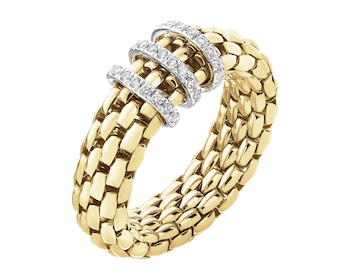 Prsten FOPE FLEX'IT ze žlutého a bílého zlata s brilianty - 0,23 ct - ryzost 750