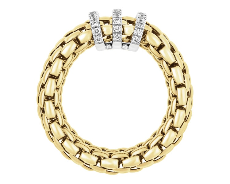 Prsten FOPE FLEX'IT ze žlutého a bílého zlata s brilianty - 0,23 ct - ryzost 750