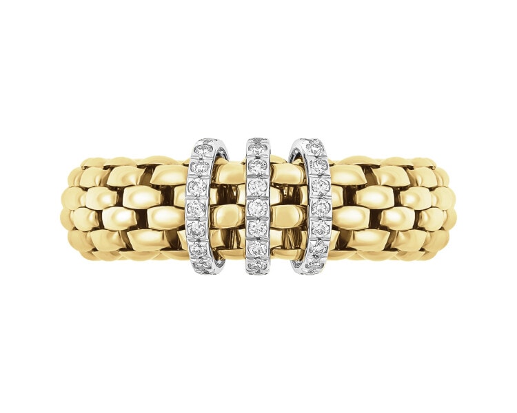 Prsten FOPE FLEX'IT ze žlutého a bílého zlata s brilianty - 0,23 ct - ryzost 750