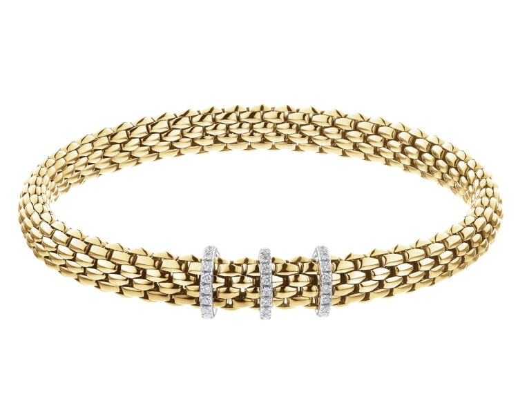 Náramek FOPE FLEX'IT ze žlutého a bílého zlata s brilianty - 0,22 ct - ryzost 750