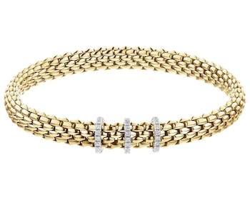Náramek FOPE FLEX'IT ze žlutého a bílého zlata s brilianty - 0,22 ct - ryzost 750