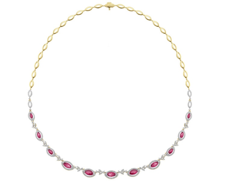 14 K Rhodium-Plated Yellow Gold Collar Necklace - fineness 14 K