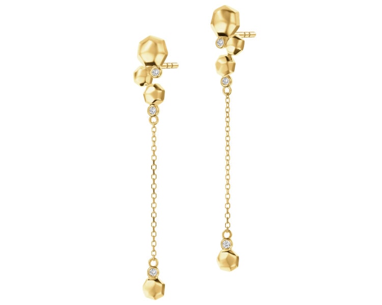 Zlaté náušnice s brilianty - 0,06 ct - ryzost 585