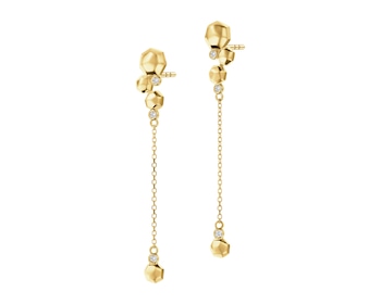 Zlaté náušnice s brilianty - 0,06 ct - ryzost 585