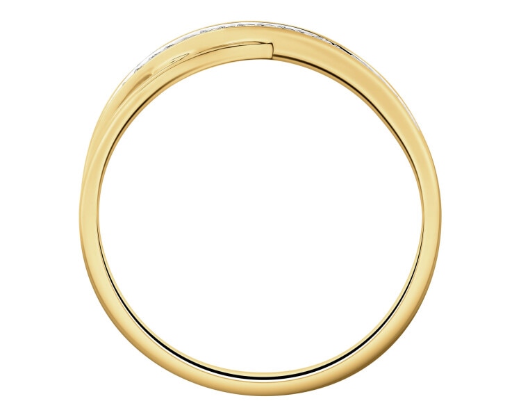 14 K Rhodium-Plated Yellow Gold Ring with Diamonds - 0,10 ct - fineness 14 K